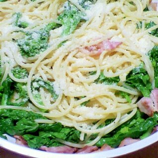 簡単♪春の味覚！菜の花とベーコンのパスタ